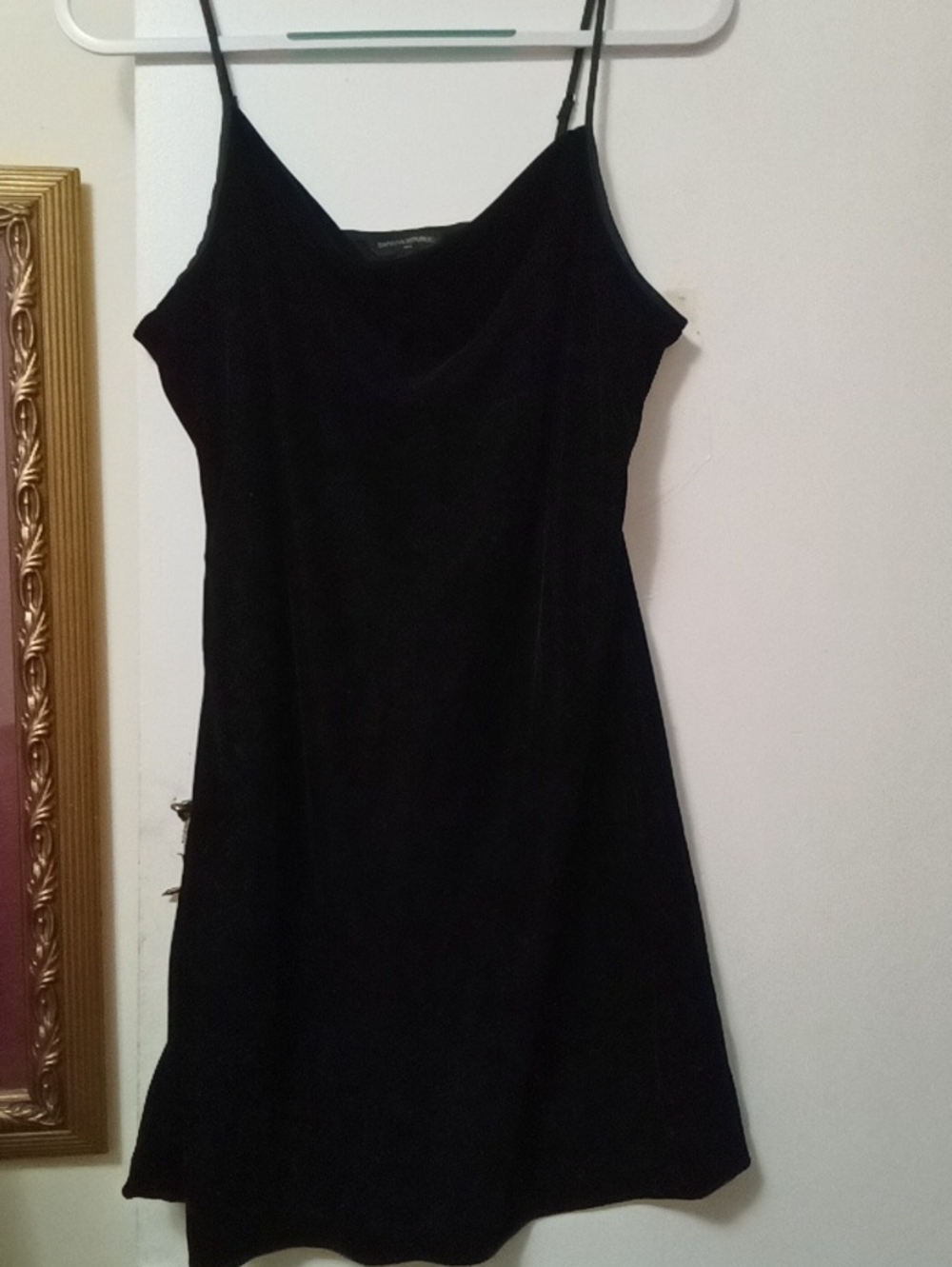 Women's Classic Black Slip Dress with Cowl Neck